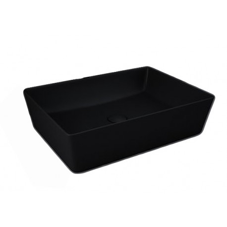 Lavabo rettangolare FEELING 50 x 36 cm con piletta inclusa di Rak Ceramics nero opaco profilo slim cod.FEECT5000504A