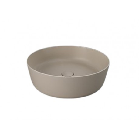 Lavabo tondo FEELING 42 cm di Rak Ceramics cappuccino opaco profilo slim con piletta inclusa cod.FEECT4200514A