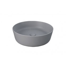 Lavabo tondo FEELING 42 cm di Rak Ceramics grigio opaco profilo slim con piletta inclusa cod.FEECT4200503A