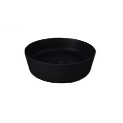 Lavabo tondo FEELING 42 cm di Rak Ceramics nero opaco profilo slim con piletta inclusa cod.FEECT4200504A