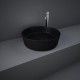 Lavabo tondo FEELING 42 cm di Rak Ceramics nero opaco profilo slim con piletta inclusa cod.FEECT4200504A