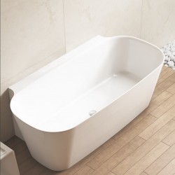 Vasca da bagno freestanding in marmo resina 83x164 h57 a libera installazione finitura bianco lucido mod. Sydney