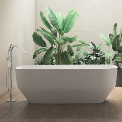 Vasca da bagno freestanding in marmo resina 75x165 h55,5 a libera installazione finitura bianco lucido mod. Darwin