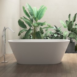 Vasca da bagno freestanding in marmo resina 80x163,5 h56,5 a libera installazione finitura bianco lucido mod. Adelaide