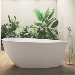 Vasca da bagno freestanding in marmo resina 70,5x159,5 H MAX 63 a libera installazione finitura bianco lucido mod. Mildura