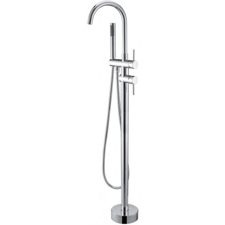 Miscelatore Monocomando a colonna per Vasca da bagno freestanding Serie Newton In ottone Finitura Cromo Lucido