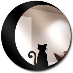 Specchio tondo Dm. 60 gatto nero sulla luna