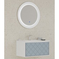 Mobile bagno sospeso Akri di Savinidue da 81 cm completo con lavabo + specchio led in finitura Blu pastello