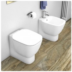 Sanitari One di Rak Ceramics Filomuro Vaso + Bidet in Ceramica Bianco Lucido