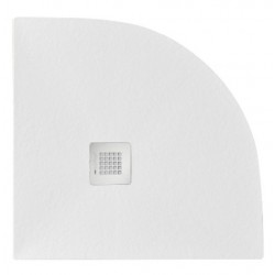Piatto doccia semicircolare 75x75 cm. in pietra sintetica finitura ardesia bianco altezza 2,7 cm 