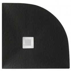 Piatto doccia semicircolare 75x75 cm. in pietra sintetica finitura ardesia grafite (nero) altezza 2,7 cm 