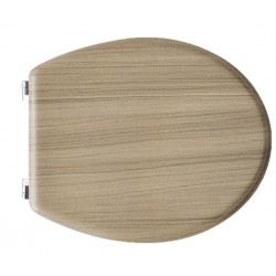 Sedile wc in legno rovere sbiancato universale con cerniere cromate regolabili