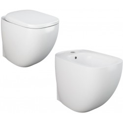 Sanitari Illusion con fissaggio nascosto di Rak Ceramics Filomuro Vaso + Bidet in Ceramica Bianco Lucido