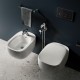 Sanitari sospesi Illusion con fissaggio nascosto di Rak Ceramics Vaso + Bidet in Ceramica Bianco Lucido