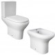 Coppia di sanitari distanziati da parete Compact Rak vaso monoblocco + bidet in ceramica bianco lucido