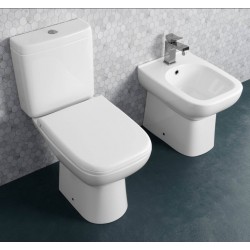 Coppia di sanitari Origin Rak vaso monoblocco + bidet in ceramica bianco lucido