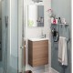 Mobile bagno sospeso 'AXA' in melaminico con lavabo in resina e specchio. Colore bianco e noce