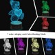 Lampada Teddy Bear 3d in plexiglass con disegno inciso al laser e illuminazione led rgb con telecomando