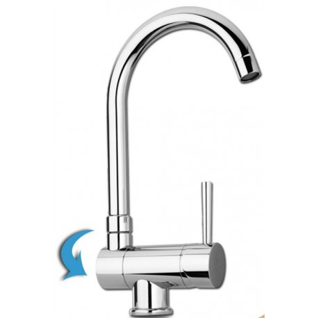 Miscelatore Lavello Canna Alta Paffoni Zenta | Rubinetto Monocomando Blu Con Cartuccia Diam. 35 | Design Moderno