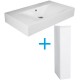 Lavabo con colonna rettangolare senza foro per miscelatore modello Des di Rak Ceramics 81x46 cm in ceramica bianco lucido