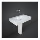 Lavabo con colonna rettangolare senza foro per miscelatore modello Des di Rak Ceramics 101x46 cm in ceramica bianco lucido