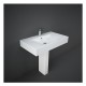 Lavabo con colonna rettangolare con foro per miscelatore modello Des di Rak Ceramics 101x46 cm in ceramica bianco lucido