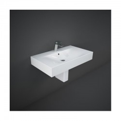 Lavabo con semicolonna rettangolare con foro per miscelatore modello Des di Rak Ceramics 101x46 cm in ceramica bianco lucido