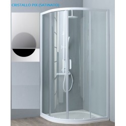 Box Doccia Semicircolare 80x80 cm Cristallo Pix (satinato) 6 mm Profili Bianchi Altezza 200 cm cod.dian127