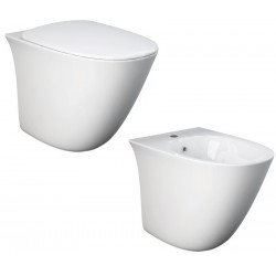 Sanitari sensation con fissaggio nascosto di Rak Ceramics Filomuro Vaso + Bidet in Ceramica Bianco Lucido