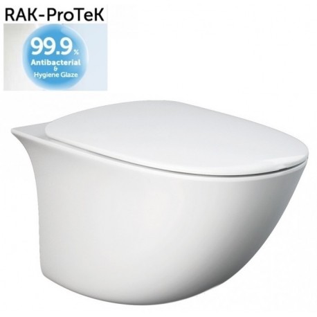 Vaso sospeso profondità 52 Sensation di Rak Ceramics Tecnologia Rimless in ceramica realizzato con smalto antibatterico protek