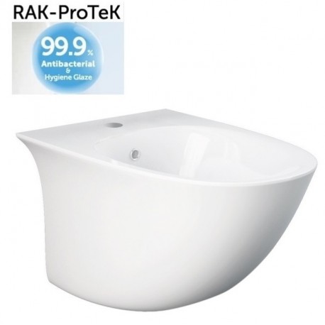 Bidet sospeso profondità 52 cm Sensation di Rak Ceramics in ceramica realizzato con smalto antibatterico protek