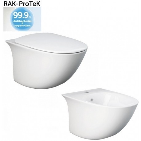 Sanitari sospesi Sensation profondità 52 cm di Rak Ceramics in Ceramica Bianco Lucido realizzati con smalto antibatterico protek