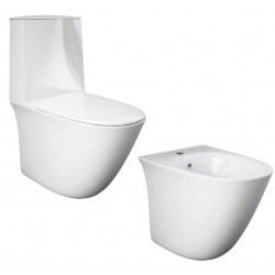 Vaso senza brida rimless con Cassetta Monoblocco + Bidet mod. Sensation di Rak Ceramics 