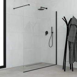 Parete Walk-in Cristallo 6 mm con Trattamento Anticalcare Altezza 190 cm Profilo Nero Opaco