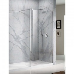 Parete Walk-in 74 cm con antina paraspruzzi da 17,5 cm fissa Cristallo 6 mm Altezza 190 cm Profilo cromo lucido