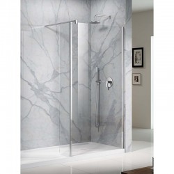 Parete Walk-in da 94 cm con antina paraspruzzi da 37,5 cm fissa Cristallo 6 mm Altezza 190 cm Profilo cromo lucido