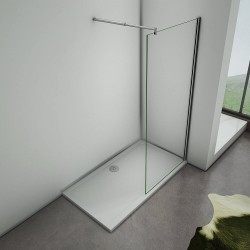 Parete Walk-in Cristallo 6 mm con Trattamento Anticalcare Altezza 200 cm Profilo cromo lucido