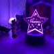 Lampada stella 3d personalizzabile con nome in plexiglass con disegno inciso al laser e illuminazione led rgb con telecomando