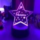 Lampada stella 3d personalizzabile con nome in plexiglass con disegno inciso al laser e illuminazione led rgb con telecomando