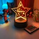 Lampada stella 3d personalizzabile con nome in plexiglass con disegno inciso al laser e illuminazione led rgb con telecomando