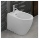 Sanitari per anziani Vaso senza brida rimless + bidet filo muro altezza 49 cm in ceramica bianca lucida serie full