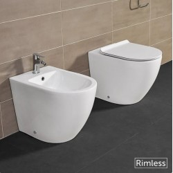 Sanitari New York di Linpha Sanitary Vaso + Bidet in Ceramica Bianco Lucido