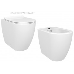 Sanitari New York di Linpha Sanitary Vaso con tecnologia rimless + Bidet in Ceramica Bianca Opaca