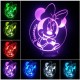 Lampada Minnie 3d personalizzabile con nome in plexiglass disegno inciso al laser e illuminazione led rgb con telecomando
