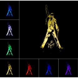 Lampada Freddie Mercury Queen 3d in plexiglass disegno inciso al laser e illuminazione led rgb con telecomando