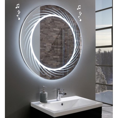 Specchio da Bagno Rotondo con Altoparlante Bluetooth e Disegno Sabbiato  Retroilluminato led 20W art. New Orleans - Vendita Online ItaliaBoxDoccia