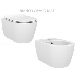 Sanitari Sospesi New York di Linpha Sanitary Vaso con tecnologia rimless + Bidet in Ceramica Bianco Opaco