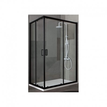 Box Doccia Angolare Misura 70x90 cm Cristallo 6 mm Altezza 195 cm Profilo Nero art. H81