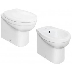 Sanitari Filo muro Vaso + Bidet in Ceramica Bianco Lucido modello Italia