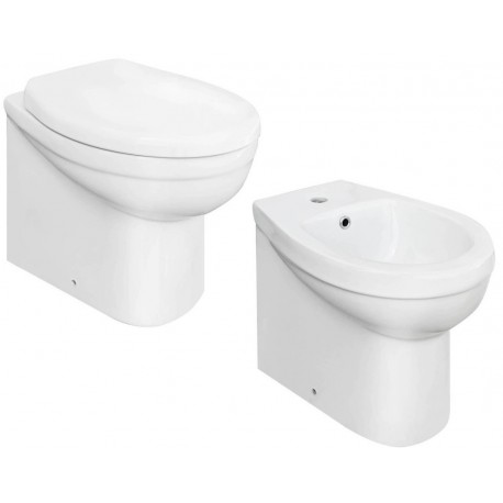 Sanitari Filo muro Vaso + Bidet in Ceramica Bianco Lucido modello Italia